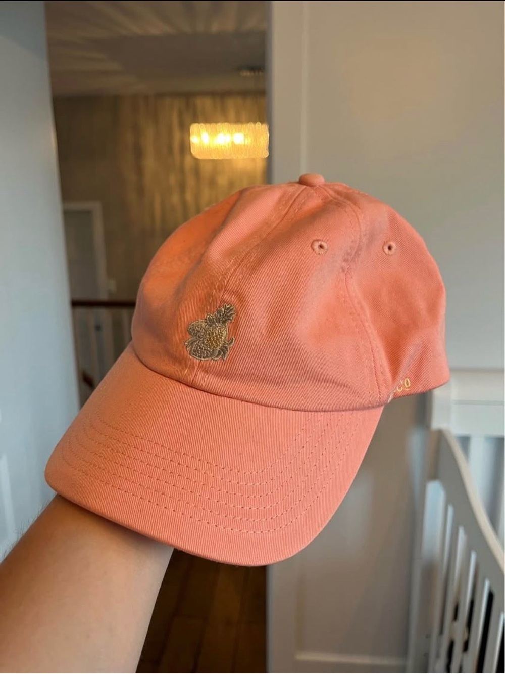Herschel Supply Company Coral Pink Pineapple Embroidered Baseball Cap